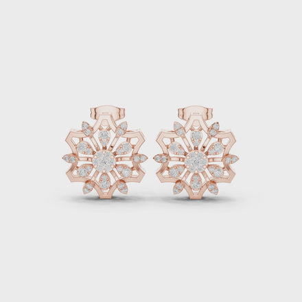Floral diamond statement earrings in gold with lab grown diamonds by Signora Jewels
