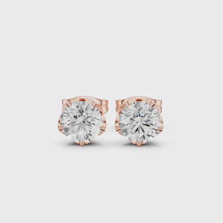 Round diamond stud earrings for women