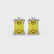 Emerald Cut Yellow Gemstone Solitaire Stud Earrings in Rose Gold Four Prong Setting