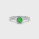 Asscher cut solitaire ring featuring a vibrant green gemstone secured in a six-prong crown setting crafted in gold