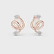 Minimal diamond swirl stud earrings in gold with round brilliant