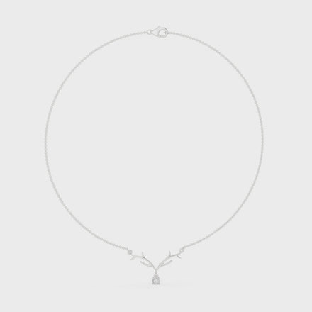 Round diamond antler necklace with nature inspired pendant design