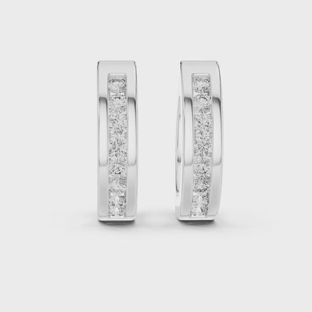 Gold diamond huggie hoop earrings for women