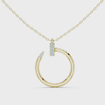 Minimal diamond circle pendant in gold with lab grown diamonds by Signora Jewels