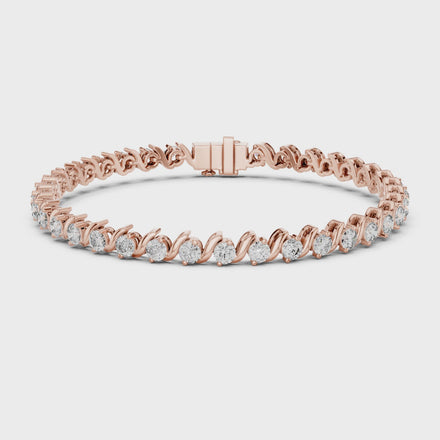Classic round lab grown diamond bracelet in yellow gold white gold and rose gold with sleek tennis bracelet design