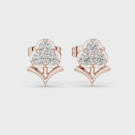 Diamond floral cluster stud earrings in gold by Signora Jewels