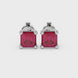 Asscher cut gemstone stud earrings in gold with four-prong basket setting and screw-back closure