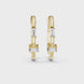 Minimal baguette diamond hoop earrings in polished rose gold finish