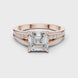 Ladies Asscher split shank diamond ring in gold with Asscher and round lab grown diamonds by Signora Jewels