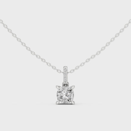 Minimal cushion cut diamond pendant in gold with lab grown diamonds by Signora Jewels