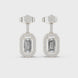 Oval halo lab grown diamond geometric drop earrings in gold by Signora Jewels