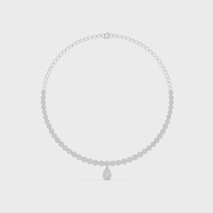 Luxury round diamond drop necklace with pear-shaped pendant and graduated diamond setting