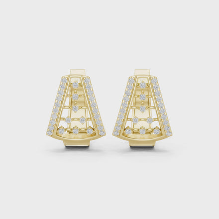 Diamond geometric openwork earrings in gold by Signora Jewels