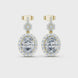 Oval halo lab grown diamond drop earrings in gold by Signora Jewels