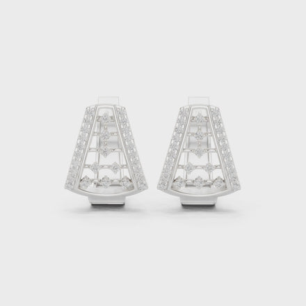 Diamond geometric openwork earrings in gold by Signora Jewels