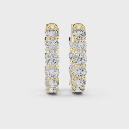 Diamond inside-out hoop earrings with round brilliant diamonds
