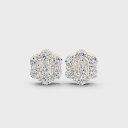 Floral cluster diamond earrings for women