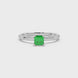 Asscher cut gemstone solitaire ring in gold with four-prong setting