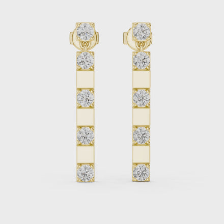 Gold diamond bar stud earrings for women