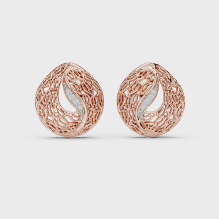 Diamond dome stud earrings in gold with pavé diamonds