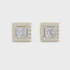 Princess cut halo diamond stud earrings in gold with lab grown diamonds by Signora Jewels