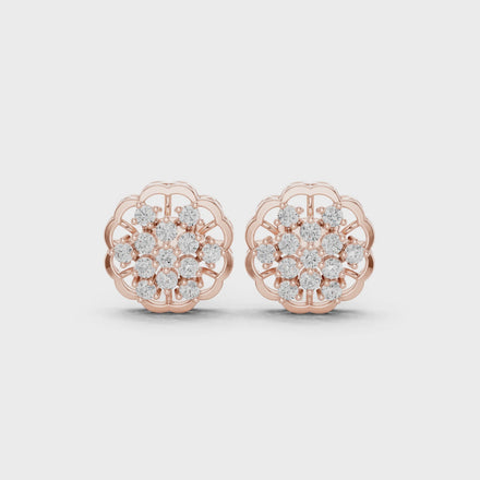 Elegant floral diamond stud earrings