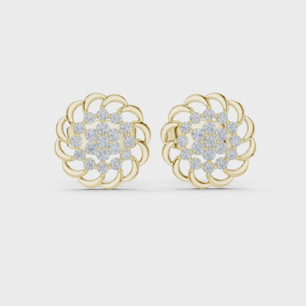 Diamond floral cluster stud earrings in gold by Signora Jewels
