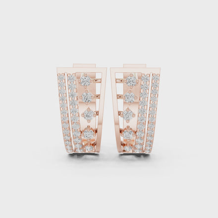 Diamond multi-row hoop earrings in gold by Signora Jewels