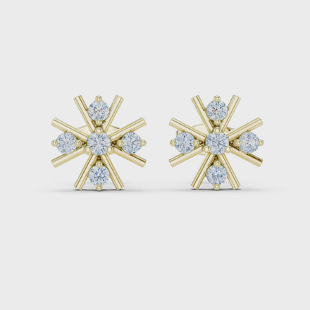 Diamond floral starburst stud earrings in gold by Signora Jewels