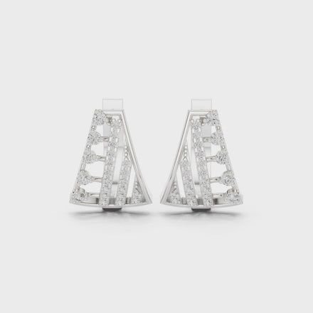 Diamond geometric statement earrings in gold by Signora Jewels