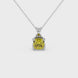 Yellow cushion cut solitaire pendant with tulip basket setting in rose gold