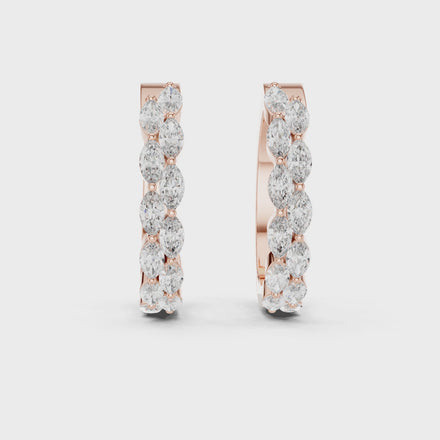 Gold marquise diamond hoop earrings for women