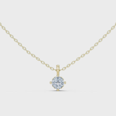 Minimal cushion cut solitaire diamond pendant in gold with lab grown diamond by Signora Jewels