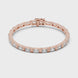 Emerald cut lab grown diamond tennis bracelet in yellow gold white gold and rose gold with sleek modern diamond layout
