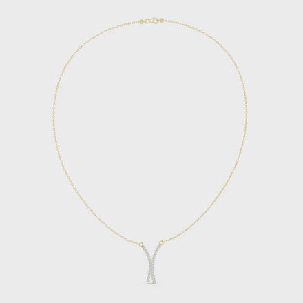 Diamond criss cross necklace with V shape pendant design