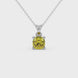 Yellow cushion cut solitaire gemstone pendant in rose gold four-prong setting