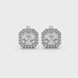 Asscher cut halo gemstone stud earrings in gold featuring 5.00 MM center gemstones surrounded by sparkling round diamond halos
