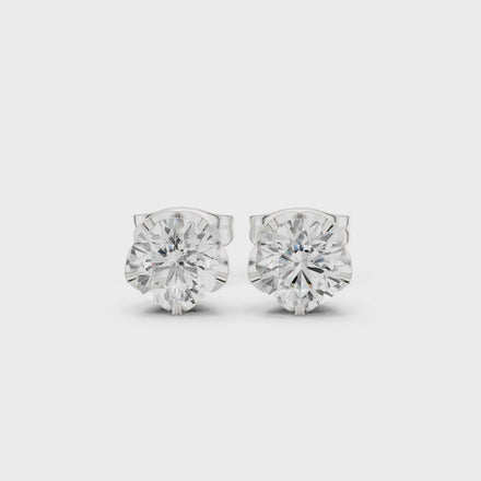 Round diamond stud earrings for women