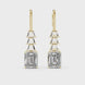 Gold emerald cut diamond drop earrings for women