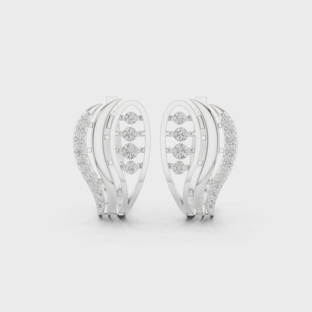Diamond wave hoop earrings in gold by Signora Jewels