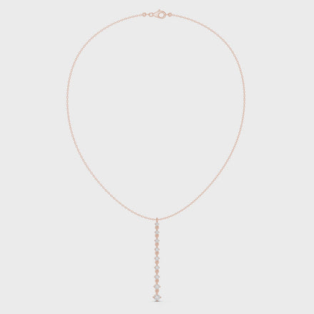 Diamond drop necklace with vertical line pendant design