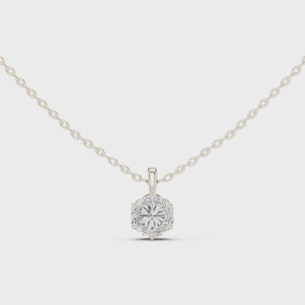 Classic round cut solitaire diamond pendant in gold with lab grown diamond by Signora Jewels
