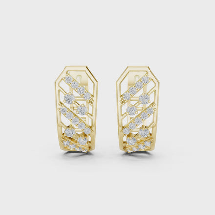 Geometric diamond hoop earrings