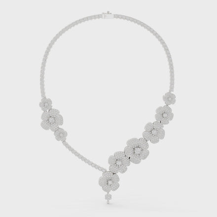 Floral diamond necklace set