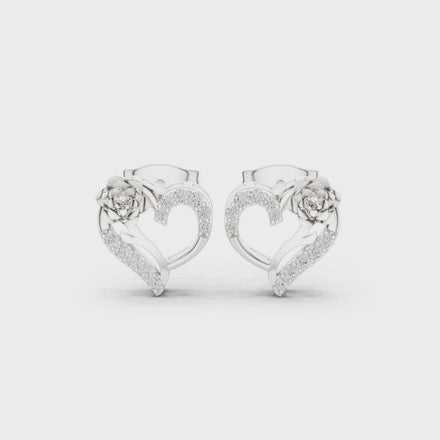 Floral heart diamond earrings for women