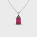 Emerald Cut Red Gemstone Solitaire Pendant in Rose Gold Four Prong Setting