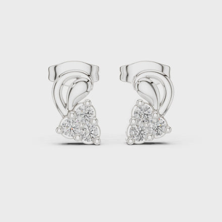 Diamond swirl floral stud earrings in gold by Signora Jewels