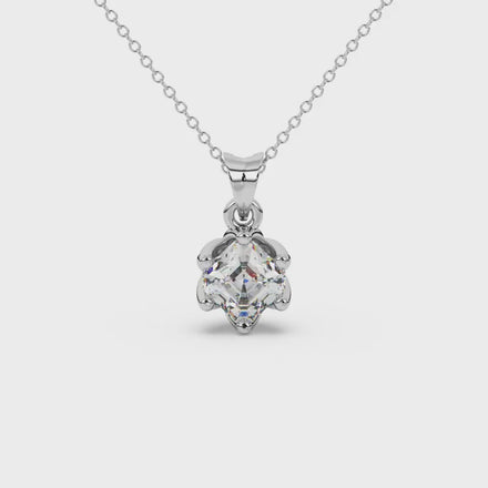 Asscher cut crown solitaire pendant in gold featuring a 5.00 MM gemstone secured in an elegant six-prong crown setting