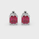 Asscher cut gemstone stud earrings in gold with six-prong basket setting and screw-back closure