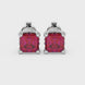 Asscher cut solitaire stud earrings in gold featuring 5.00 MM square gemstones in a classic four-prong setting